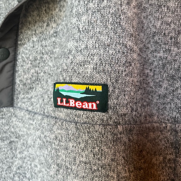 LLBean Fleece Gray Quarter-Zip Sweater - Picture 6 of 8